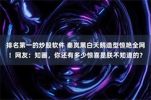 排名第一的炒股软件 秦岚黑白天鹅造型惊艳全网！网友：知画，你还有多少惊喜是朕不知道的？